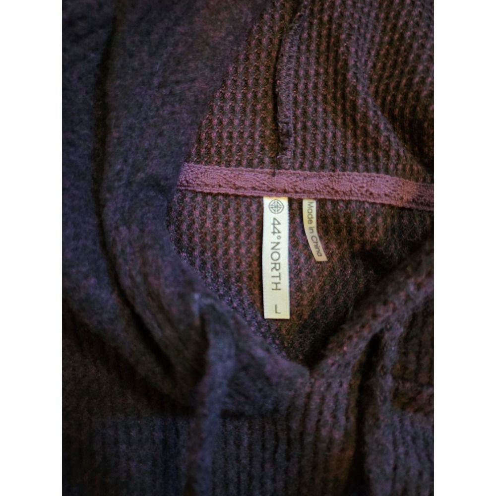 44 Degrees North Women's Large Deep Purple Soft Waffle Knit Long Sleeve Hoodie - Picture 4 of 4